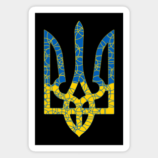 Ukrainian national emblem trident tryzub with stroke texture black Magnet